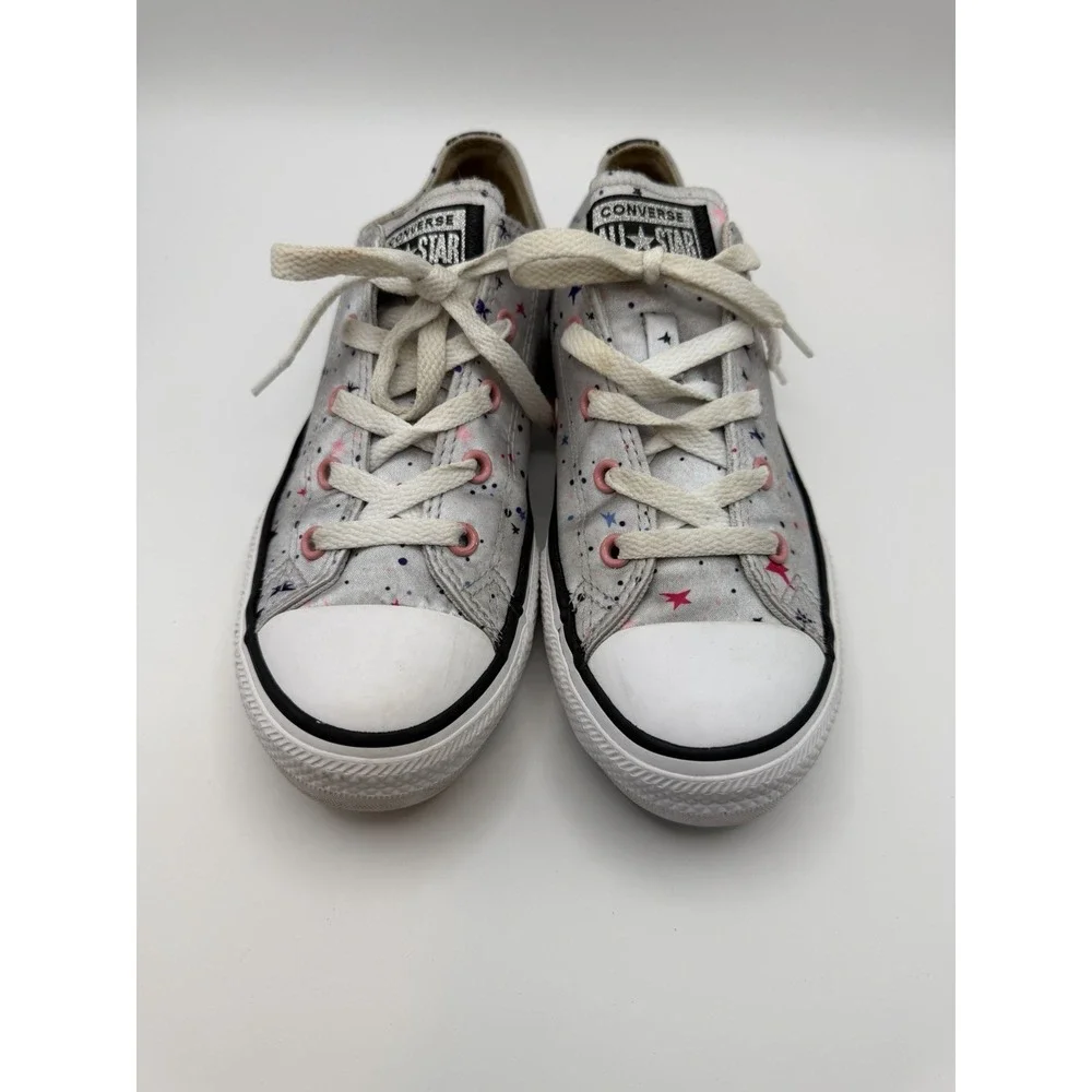 Converse Chuck Taylor All Star Low Silver Star Print Girls Youth Size 3 Sneakers